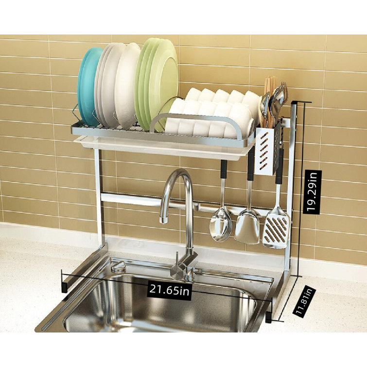 Sorbus Over-The-Sink Dish Drying Rack- Silver