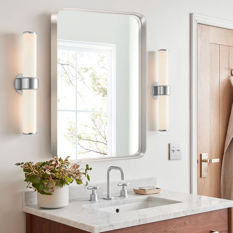 Miroir de salle de bain Morelock, Argent, 50 po x 32 po