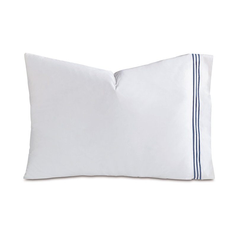 Tessa Egyptian Cotton Pillowcase, White/Navy, Queen Pillowcase