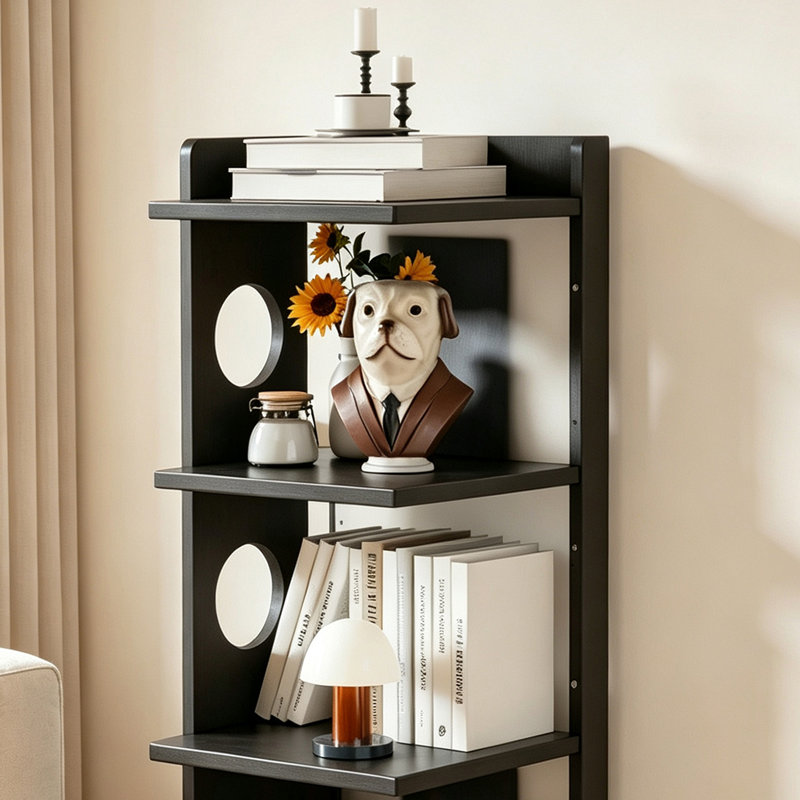 Rubberwood Mobile Open Bookcase With Wheels