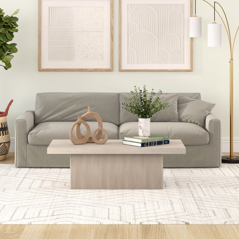 Karyme 48" Wide Rectangular Coffee Table, Alder White