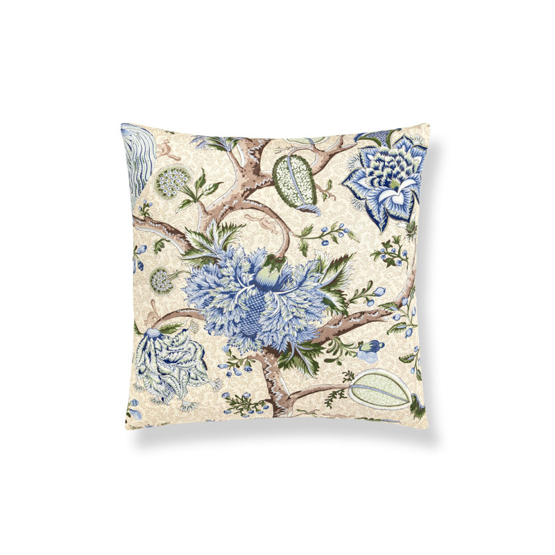 Pondicherry Cotton Pillow, Blue/Green/Cream Floral