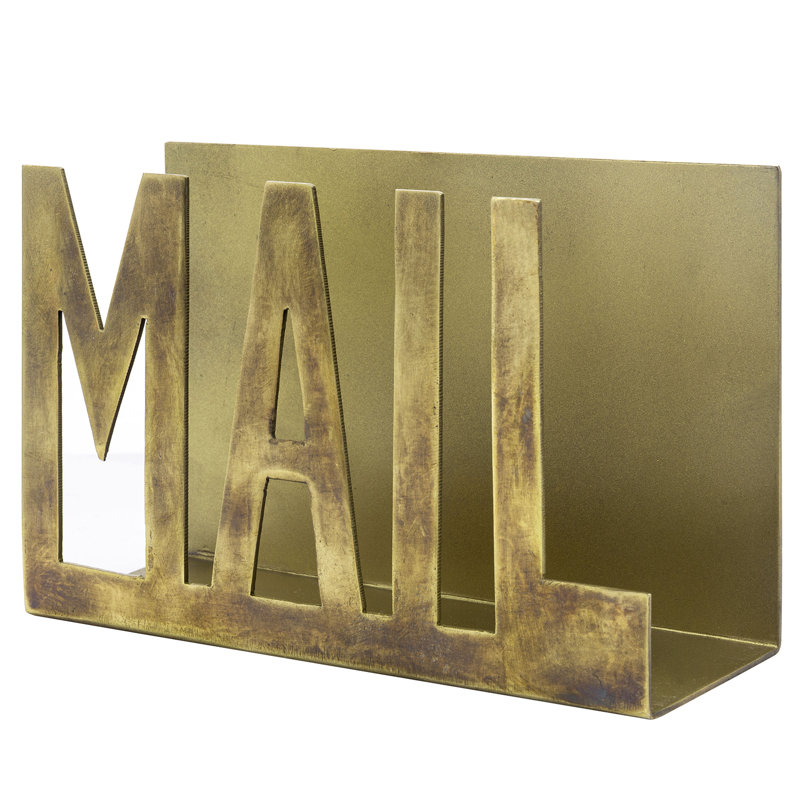 Dezrae Metal Desktop Cutout Paper Organiser, Brass