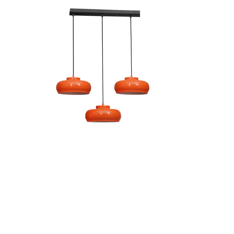 Lustre, 3 niveaux, Orange / noir, Trois lumières