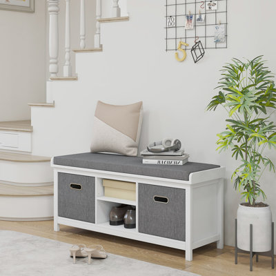 Banc à chaussures avec coussin, banc de rangement pour hall d'entrée avec siège rembourré, 2 tiroirs et tablette réglable pour couloir, salon, chambre à coucher HOMcom
