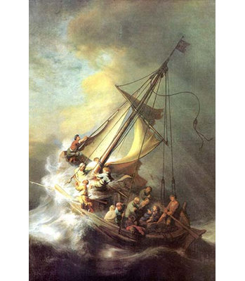Christ sur le lac dans une tempête