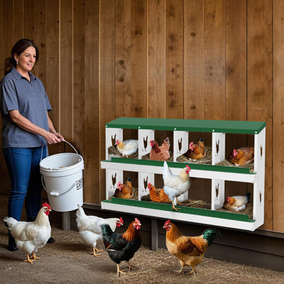 Boîte de nidification pour poulets, boîtes de nidification en métal à 8 compartiments pour poulailler, collection facile d'œufs, nettoyage facile, boîtes de ponte pour poules
