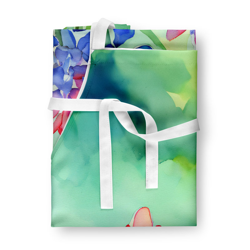 Tennessee Iris in Watercolor Apron, Green/Purple Texas Bluebonnets