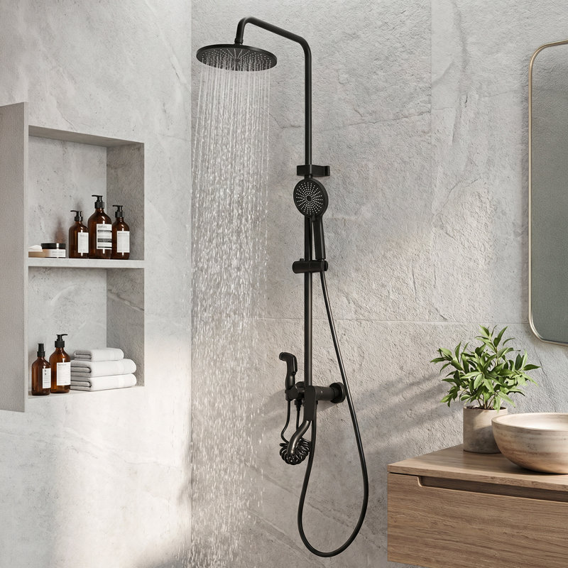 Wall-Mount Bathroom Piano-Key Panel Shower System Set
