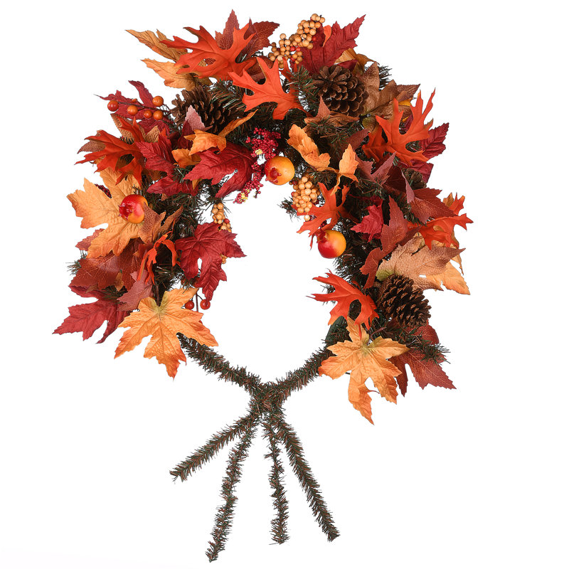 36" Maple Leaf Mailbox Swag with Battery Operated LED Lights