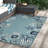 Navy/Blue Coastal Floral Power-loomed Indoor Area Rug-1323987256
