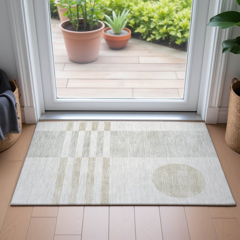 Machine Washable Indoor/Outdoor Amanda ACN2131 Geometric Rug, Rectangle 1'8" x 2'6"