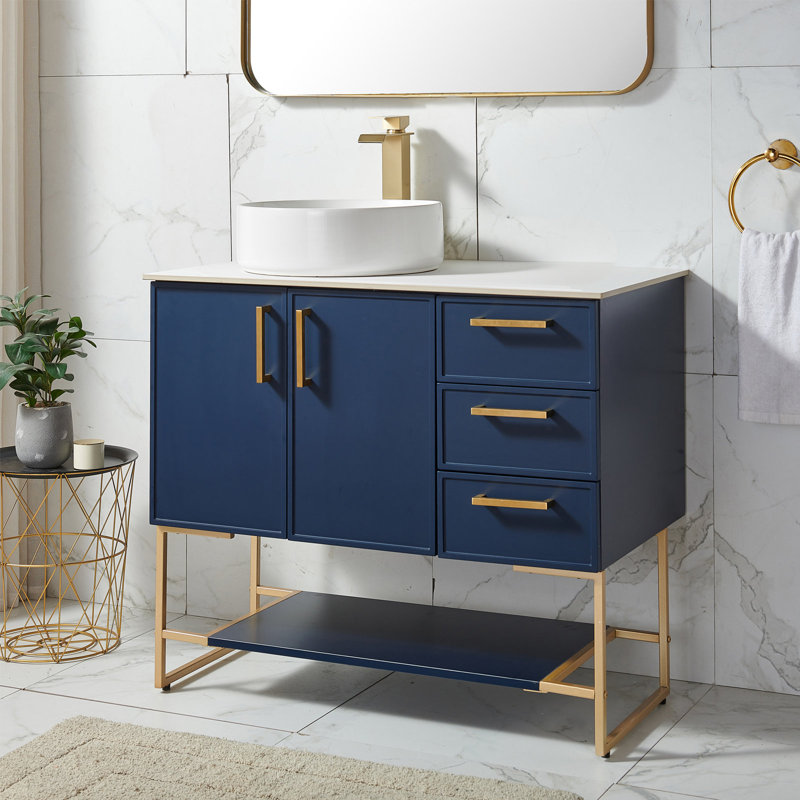 Ensemble de meuble-lavabo simple 36 po bleu