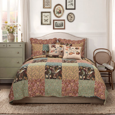 Ensemble de courtepointe multicolore Hazel de Greenland Home Fashions, 3 pièces