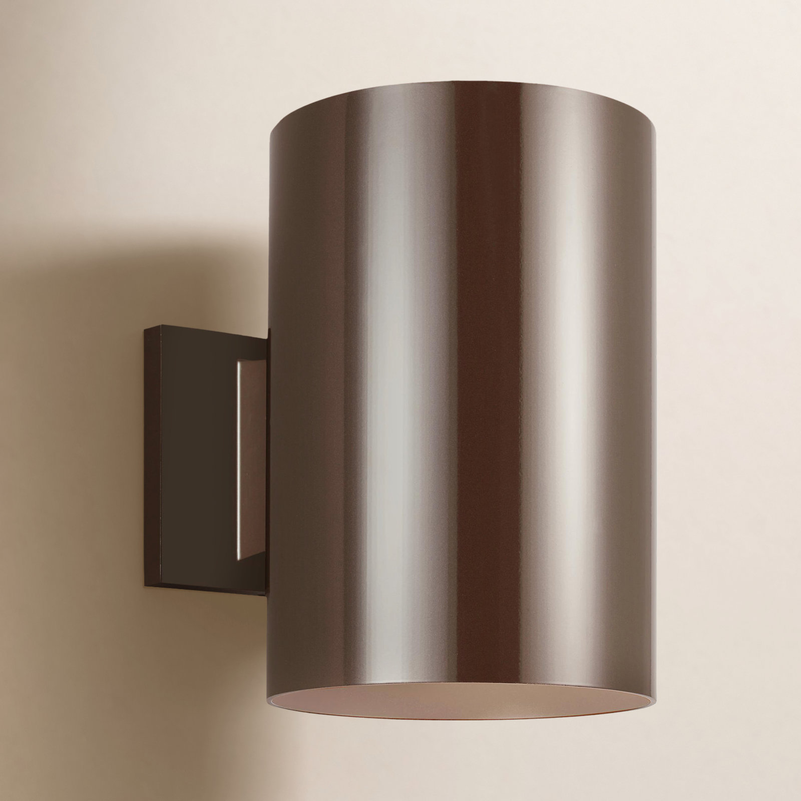 Outdoor Bullets 1 - Bulb Integrated LED Outdoor Armed Sconce, 7.25" H x 5.13" W x 5.13" D, Bronze