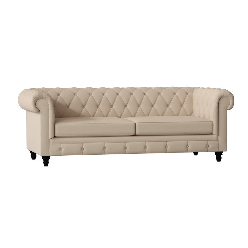 Canapé Chesterfield à accoudoirs roulés, Dauphin, Noir, 72 pouces
