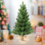 Ensemble de 2 arbres de Noël de table avec base en ciment en toile de jute pour bureau, table, bureau et décoration intérieure