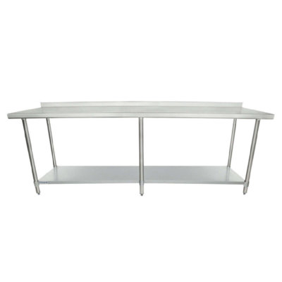 EMPURA 96" x 24 Stainless Steel Work Table | Commercial Utility Prep Workstation for Laundry Garage | 650 lb Capacity, Galvanized Undershelf Legs, 2" Backsplash, 96"W x 24"D x 35"H, 18 Gauge, NSF
