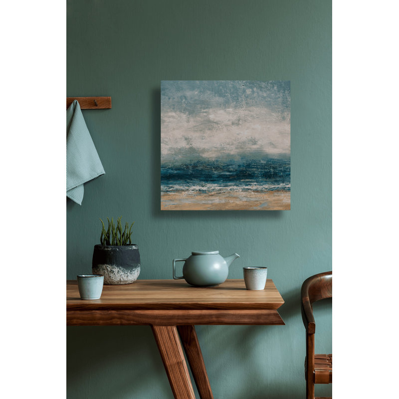 John Beard CollectionS Sand & Sun On Giclee Canvas Hand Embellished Art, 20" H x 20" W x 1.75" D, Brown Framed Canvas