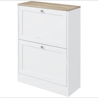 Armoire à chaussures mince pour le vestibule, armoire de rangement pour chaussures moderne cachée avec 2 tiroirs rabattables et tablettes réglables pour 12 paires de chaussures