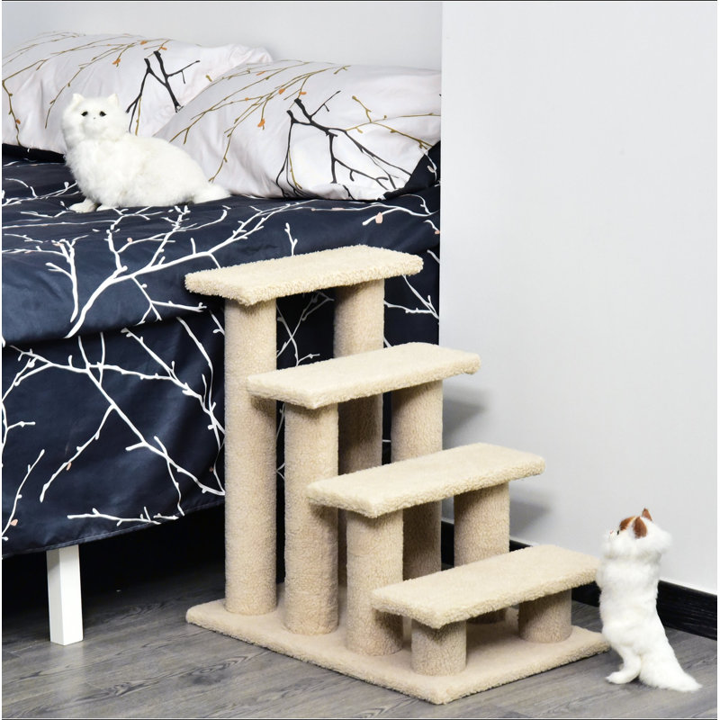 Escalier à griffer pour chat avec tapis à 4 niveaux 25 po PawHut, beige