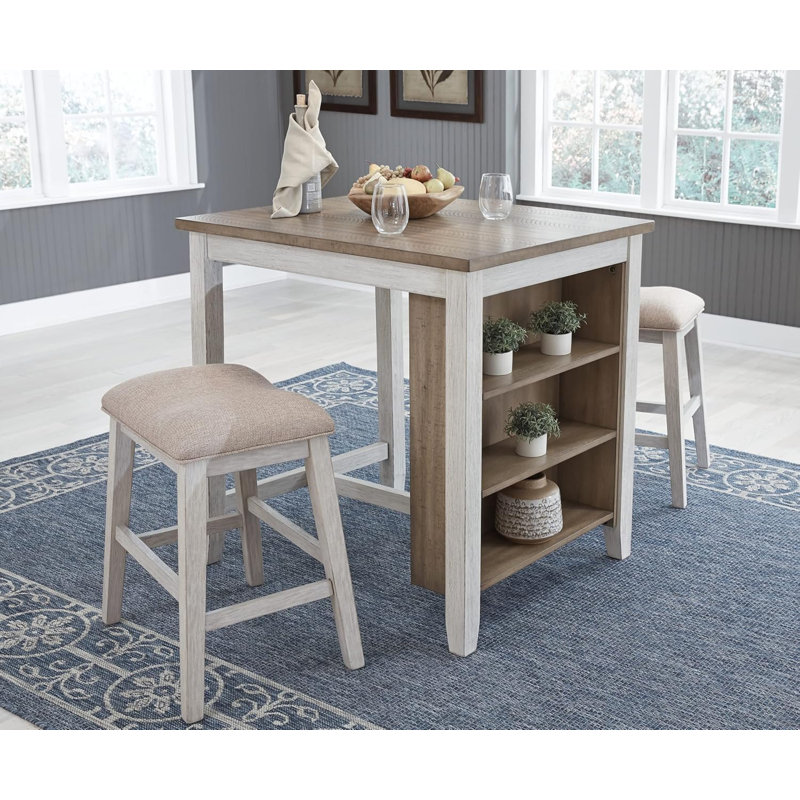 Skempton 3 Piece Counter Height Dining Set, Includes Table and 2 Barstools