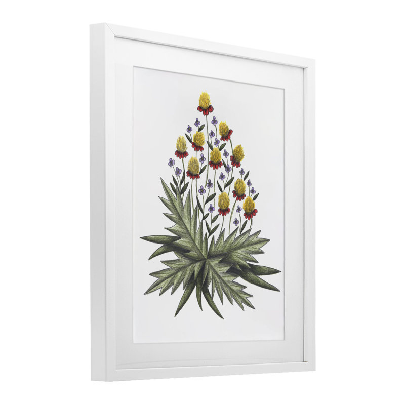 «Leafy Wild Flowers», reproduction encadrée sous verre, conception de Cecilia Battaini, H 16 po x l 13 po, Cadre blanc côtier