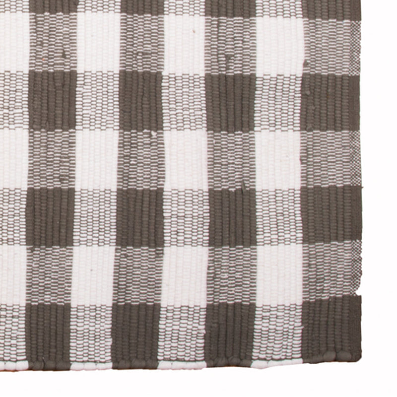 Kailianna Cotton Checkered Rug, Brown