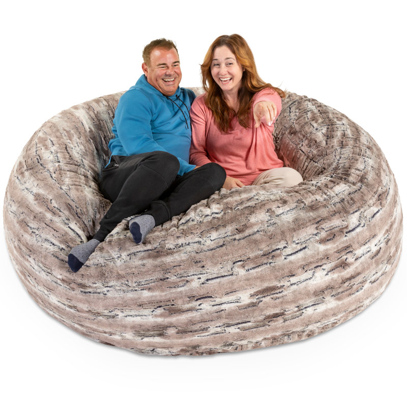 Fauteuil à billes géant pour adultes Saxx, Fausse fourrure beige