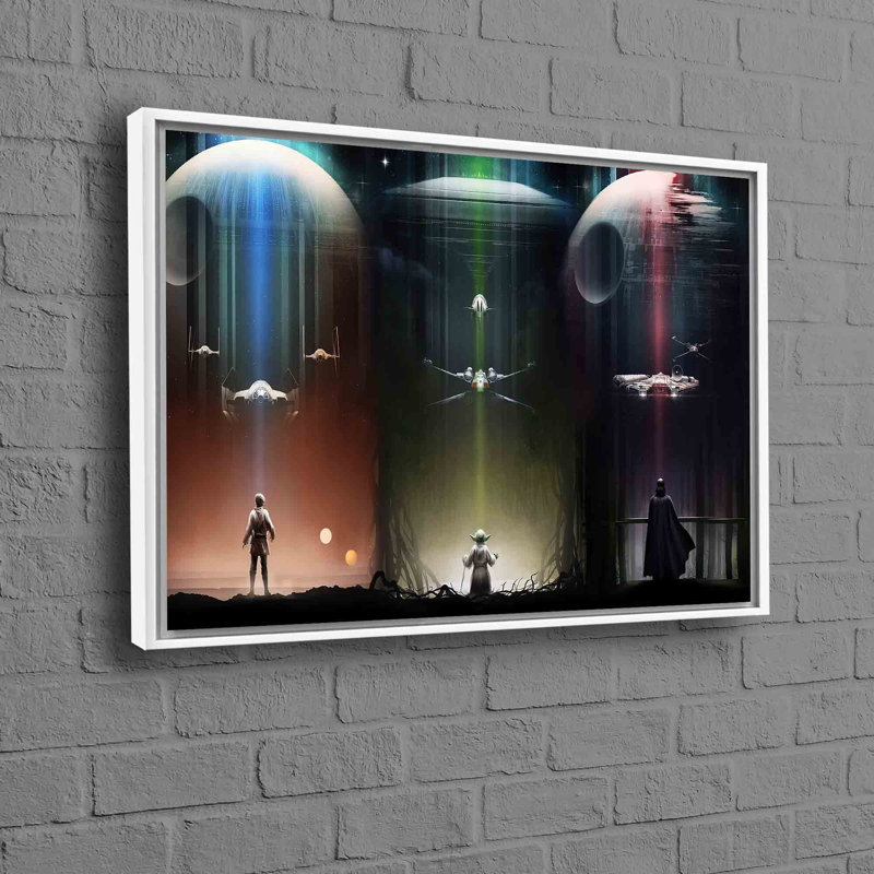 Art mural moderne sur toile Star Wars, Reproduction encadrée sans passe-partout, H 22 po x l 30 po, Blanc