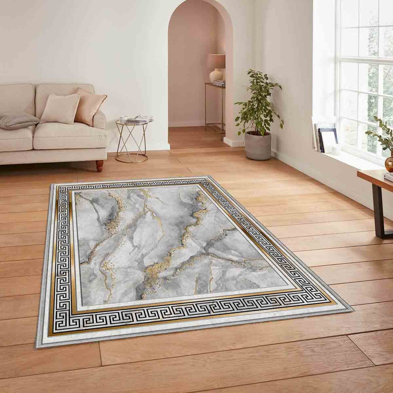 High-Quality Woven Carpet, 5.2 x 7.5 Feet, 100% Polyester, 740 g/m² | Non-Slip Felt Dot Underside, 0.16 in Pile Height | Machine Washable (30°C), Easy to Clean | Stylish Digital Print, Perfect for Living Room & Bedroom