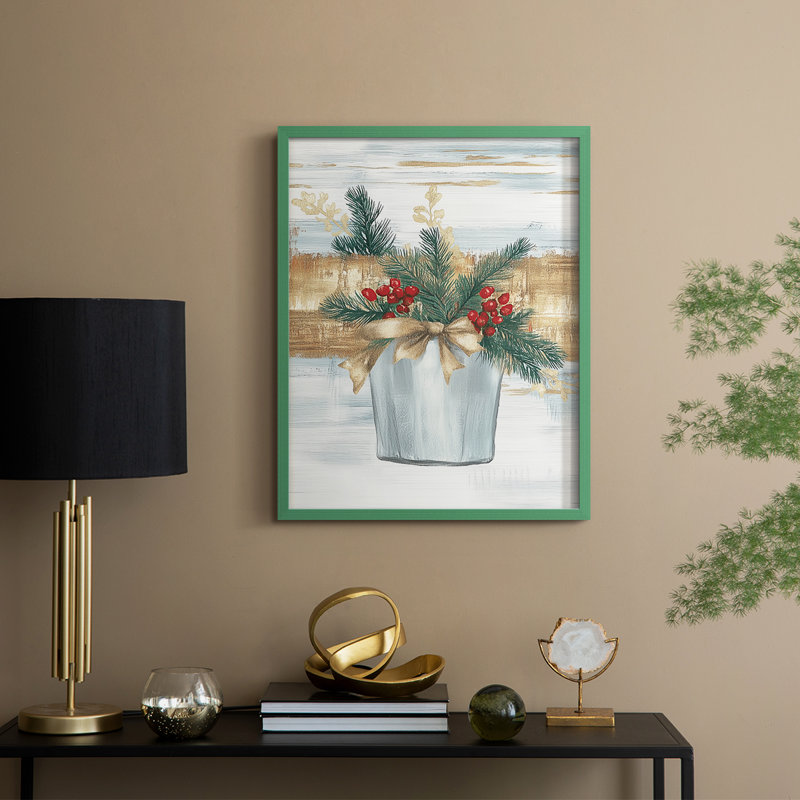 «Christmas Holiday Art», reproduction encadrée CLxx - bois massif, Vert, 11" H x 9" W