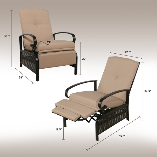 Eita Recliner Patio Chair with Cushions Lark Manor Cushion Color: Sailcloth Beige