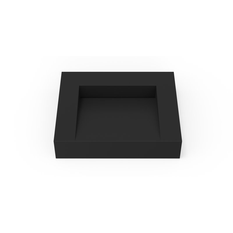 Badeloft 23.6" x 19.6" Stone Resin Wall Mounted Bathroom Sink WT-04-E-MBLK in Matte Black