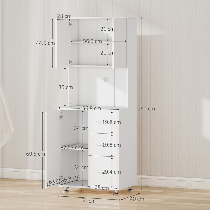 150cm Kitchen Pantry, White