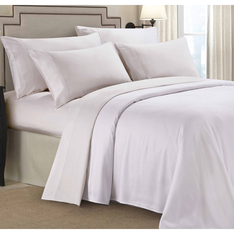 Ensemble de draps uni en rayonne, Ensemble de draps pour grand lit + un drap-housse , Gris clair