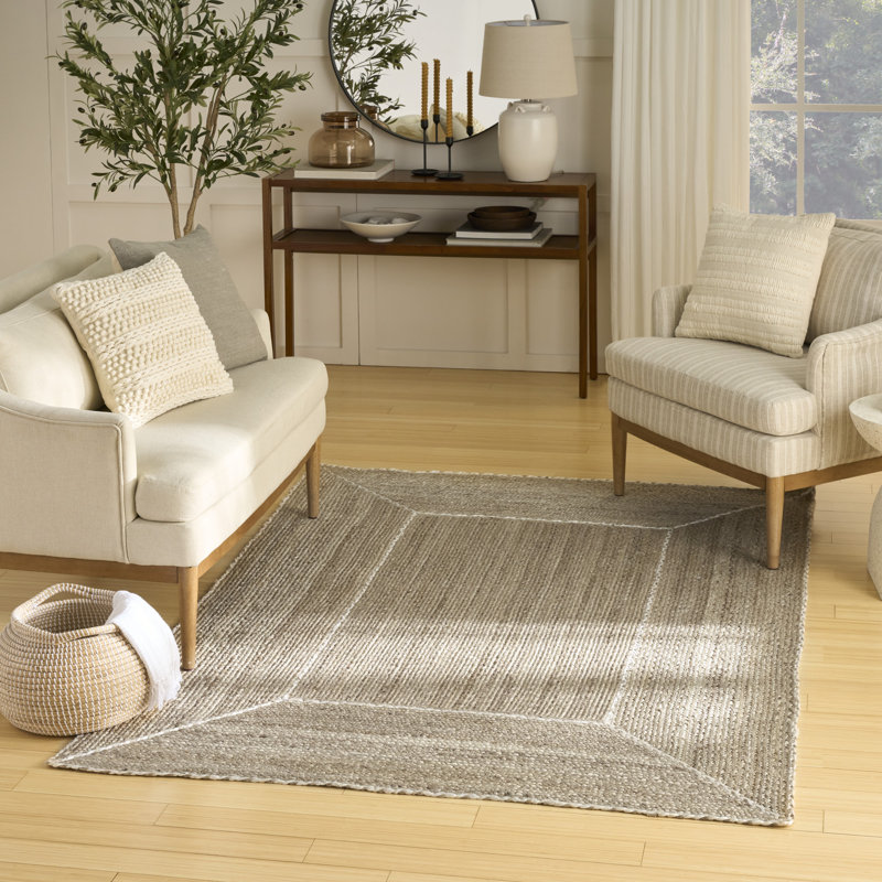 Sokolowski Natural Grey Farmhouse Indoor Rug, Rectangle 4' x 6'