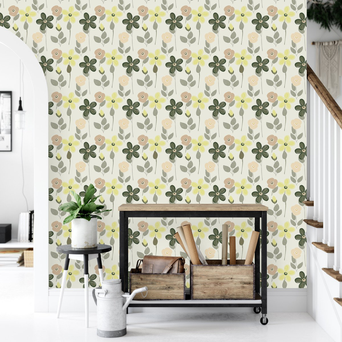 Red Barrel Studio Flowers 10.4' L x 25" W Peel and Stick Wallpaper ...