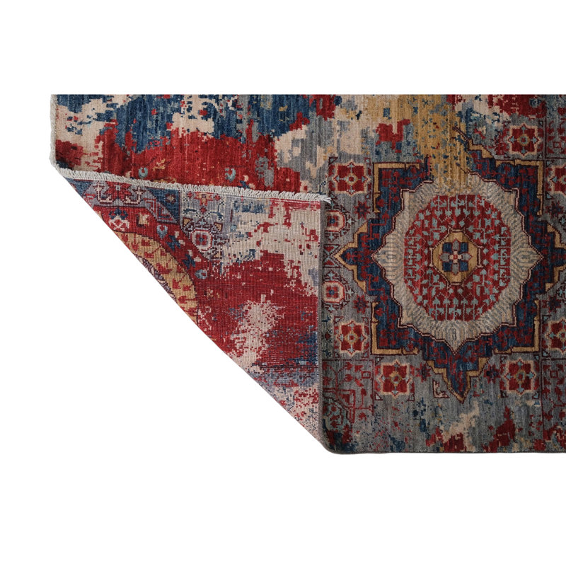 High-Quality Hand-Knotted Red And Blue Area Rug