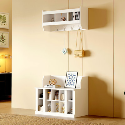 Versatile Shoe Storage Bench With Hooks And Shelves For Entryways