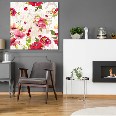 «Paris Blossoms C» par Jean Plout, art mural en verre acrylique, 36 po x 36 po