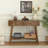 Asante 39" Tall Walnut Console Table With Geometric Fluted 2-Drawers And Open Storage Shelf
