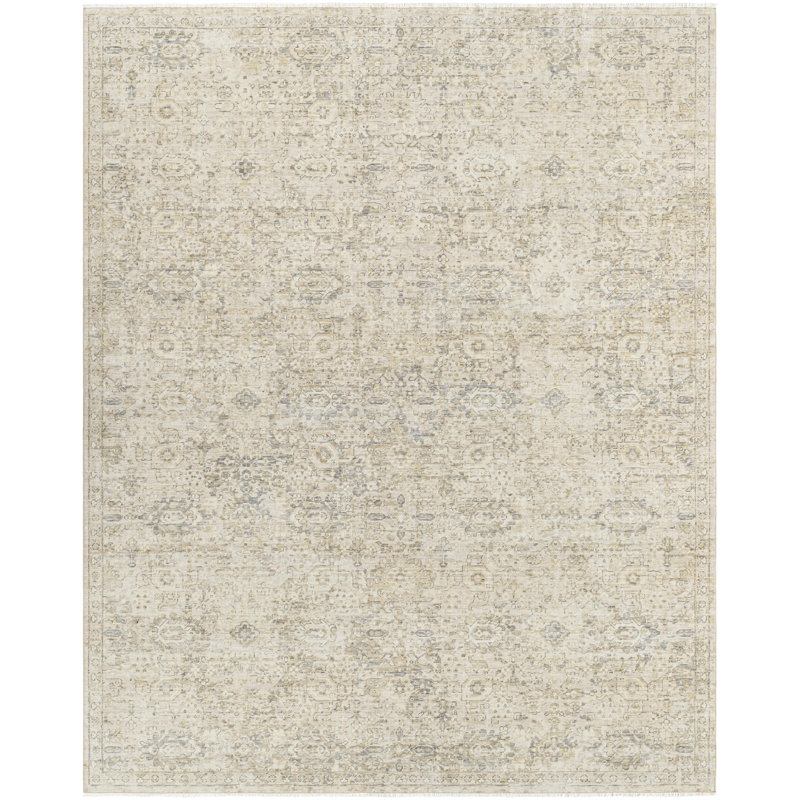 Once Upon A Time Wool Oriental Area Rug in Gray/Beige, Rectangle 9'10" x 12'6"