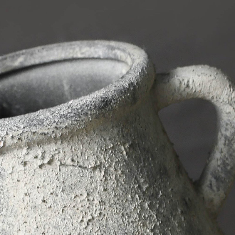 Vase de ferme avec 2 poignées, vase en céramique décoratif pour la maison, Gris