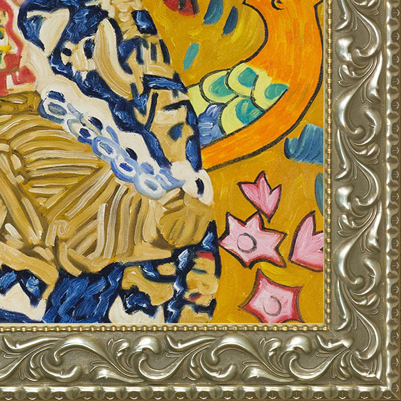 «Con Ventaglio» par Gustav Klimt, peinture sur toile tendue, H 29,5 po x l 25,5 po x P 2 po, Or