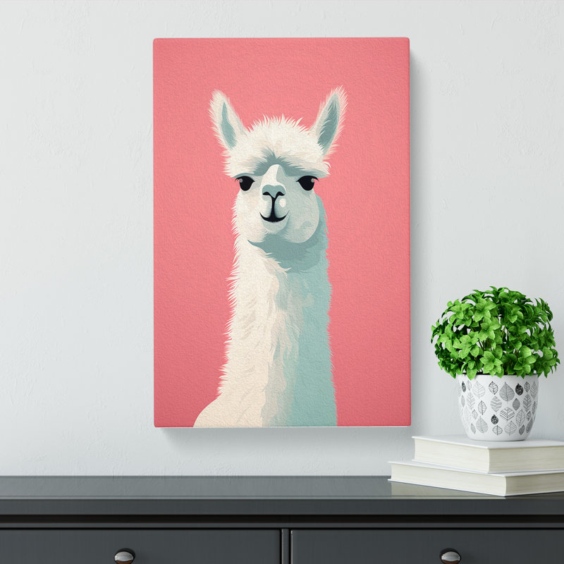 Llama Minimalism Art - Wrapped Canvas, 76cm H x 50cm W x 3cm D