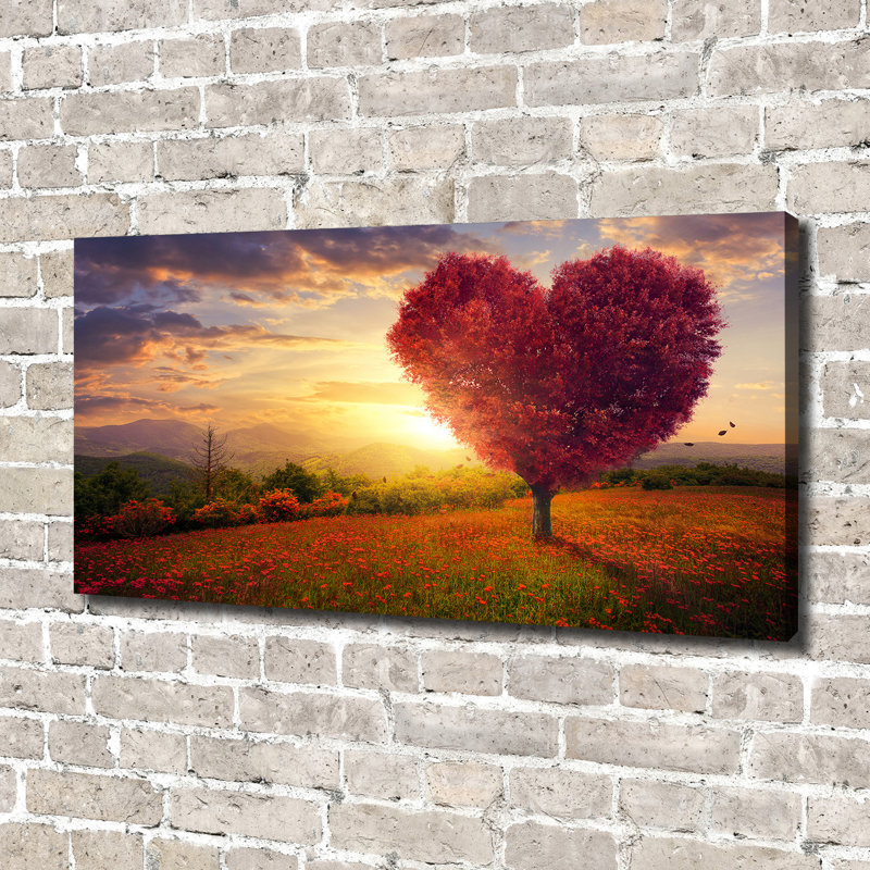 Tree Field Heart 1 Piece Wall Art on Canvas