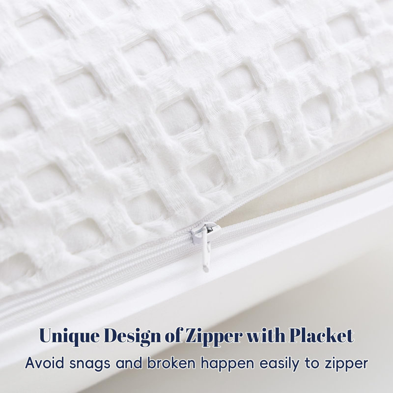 PHF 100% Cotton Waffle Body Pillowcase with Zipper, 1 Pack 20" x 54" Soft Skin-Friendly Pillow Sham, No Filling, White