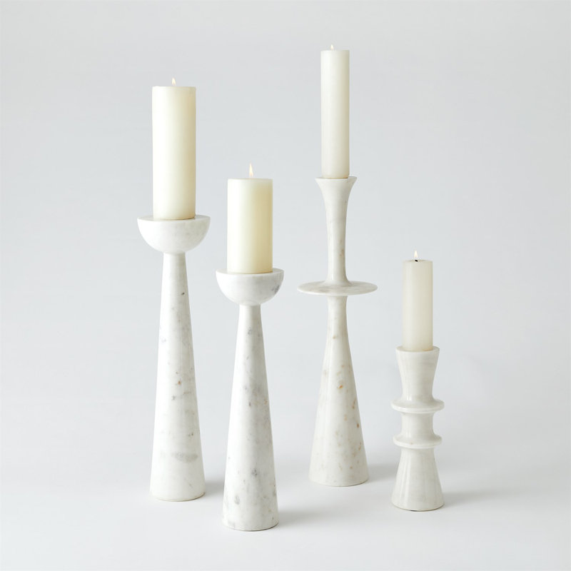 Elegant White Marble Centerpiece Candle Stand with Iron Spike