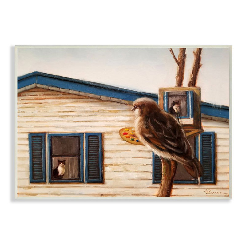 «Bird Paints», peinture d'intérieur comique par Daphne Polselli - impression d'art graphique, H 10 po x l 15 po
